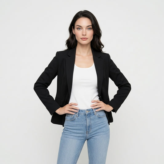 Black Polyester Blazer
