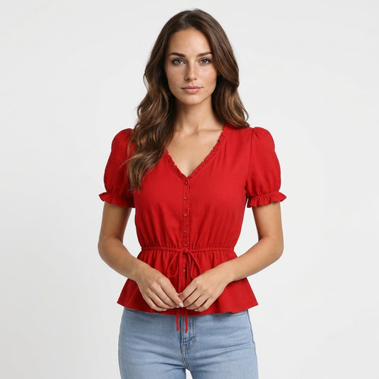 Red Cotton Blouse