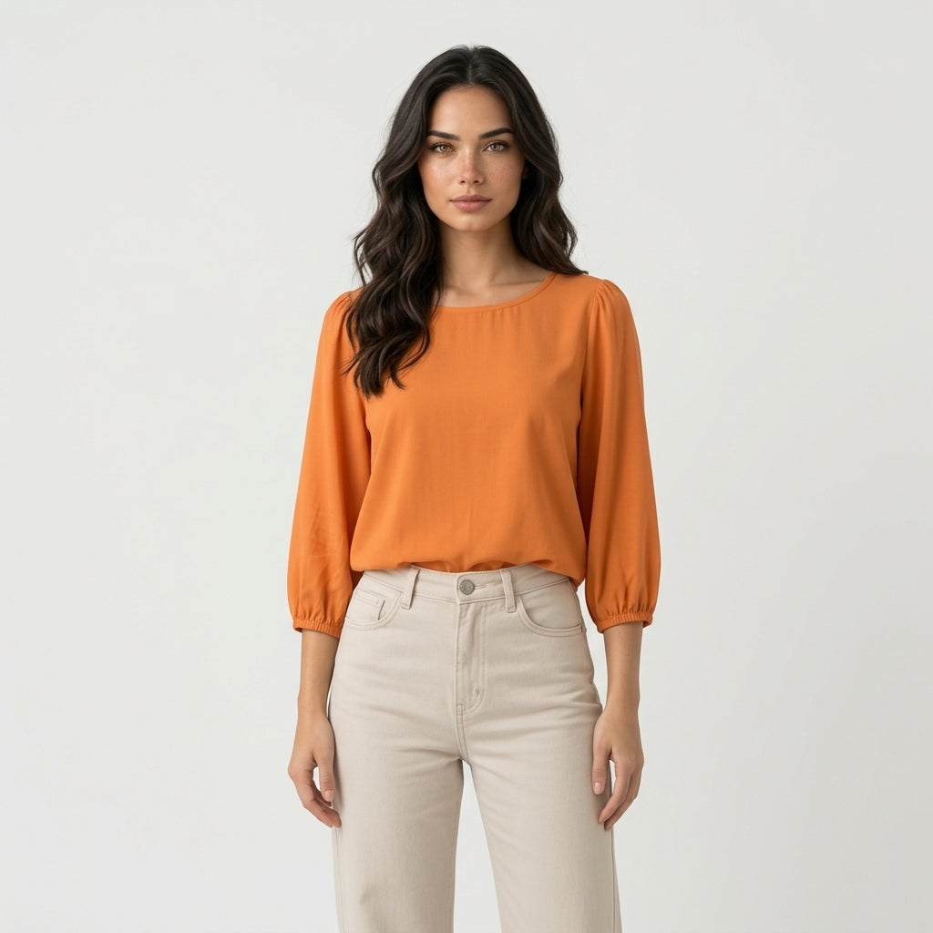 Orange Cotton Blouse