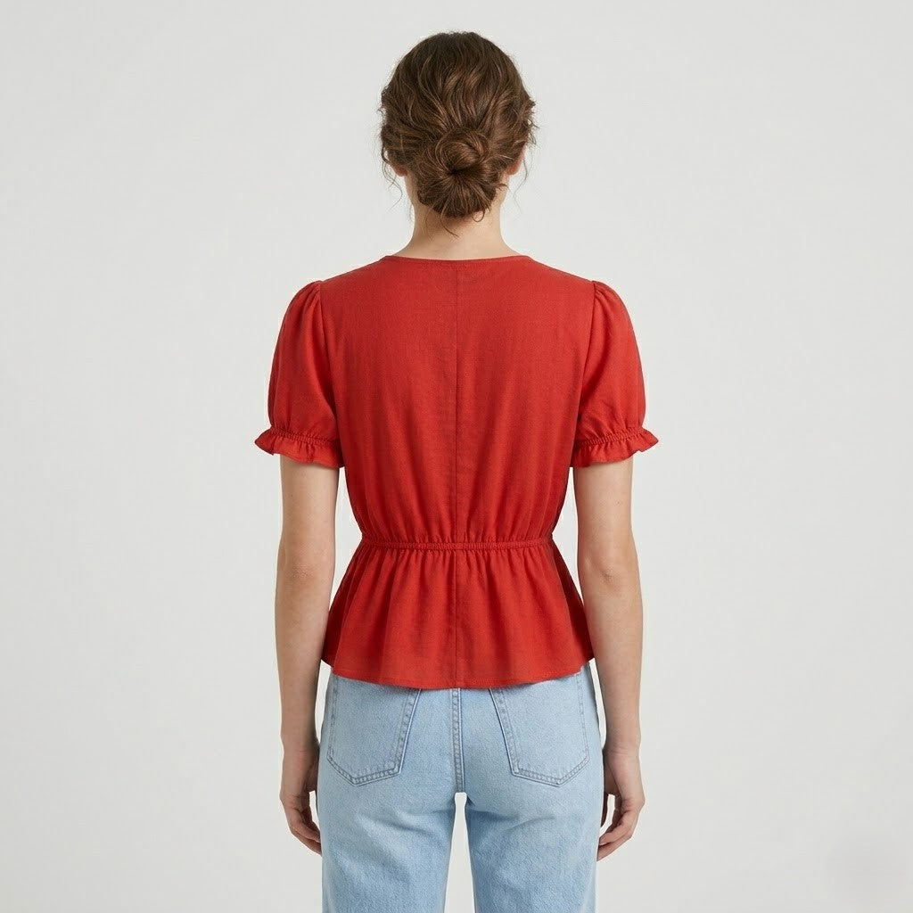Red Cotton Blouse