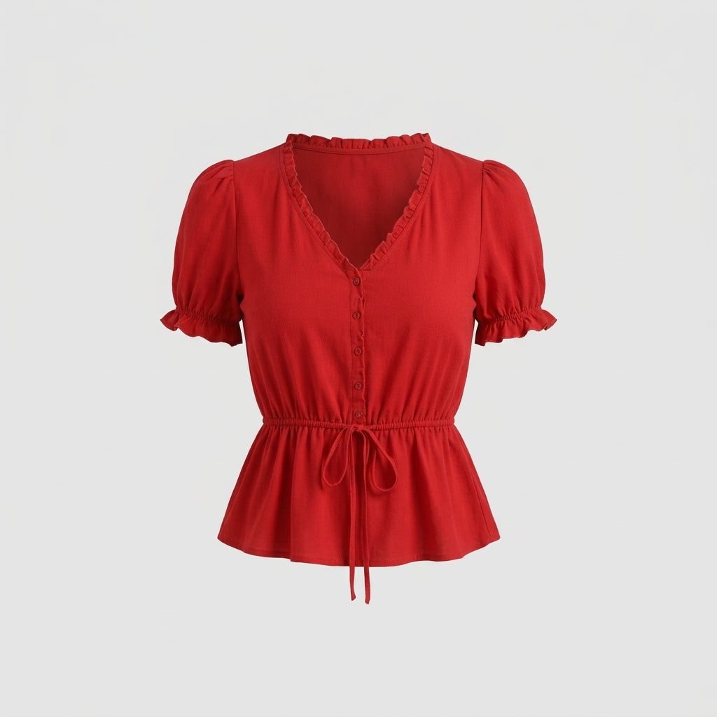 Red Cotton Blouse